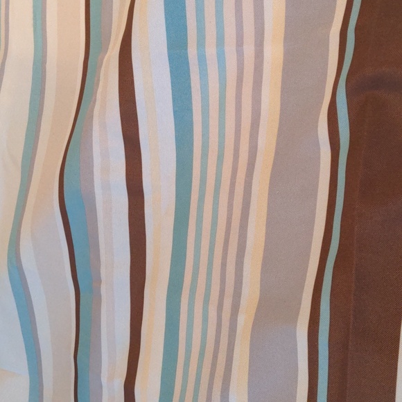Shower Curtain Striped with Blue Gray Yellow Brown and Tan 100% Polyester - Picture 2 of 3
